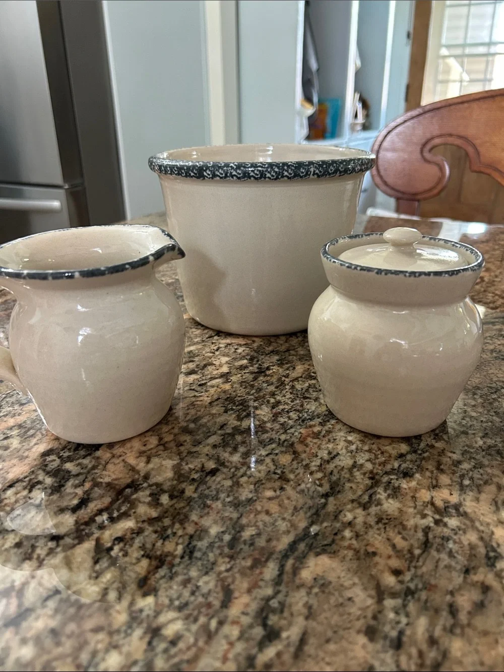 Home & Garden Party Ceramic Birdhouse Crock, Creamer, & Sugar Set